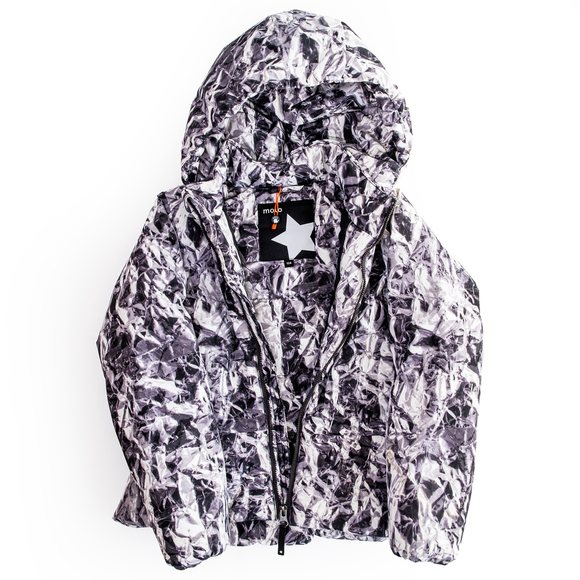 Molo Hildegarde Silver Foil Kids Girls Puffer Jacket + Hood | EU 128 (US 8) - Picture 3 of 9